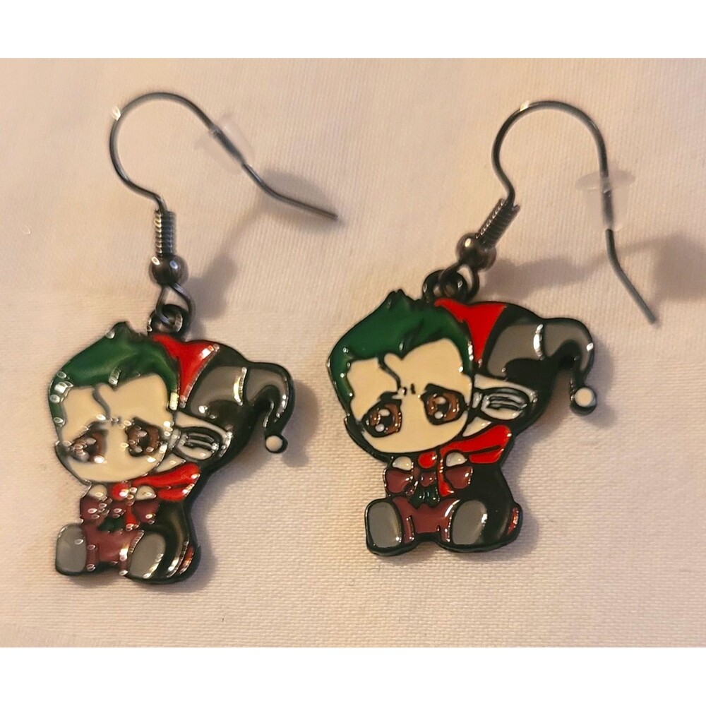 Harley Quinn Inspired Pierced Drop Dangle Earrings Suicide Squad Joker Batman